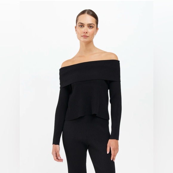 Sweaters - 9. Brunette The Label Elle Rib Knit Off The Shoulder Knit Sweater